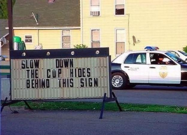 funny cop joke sign